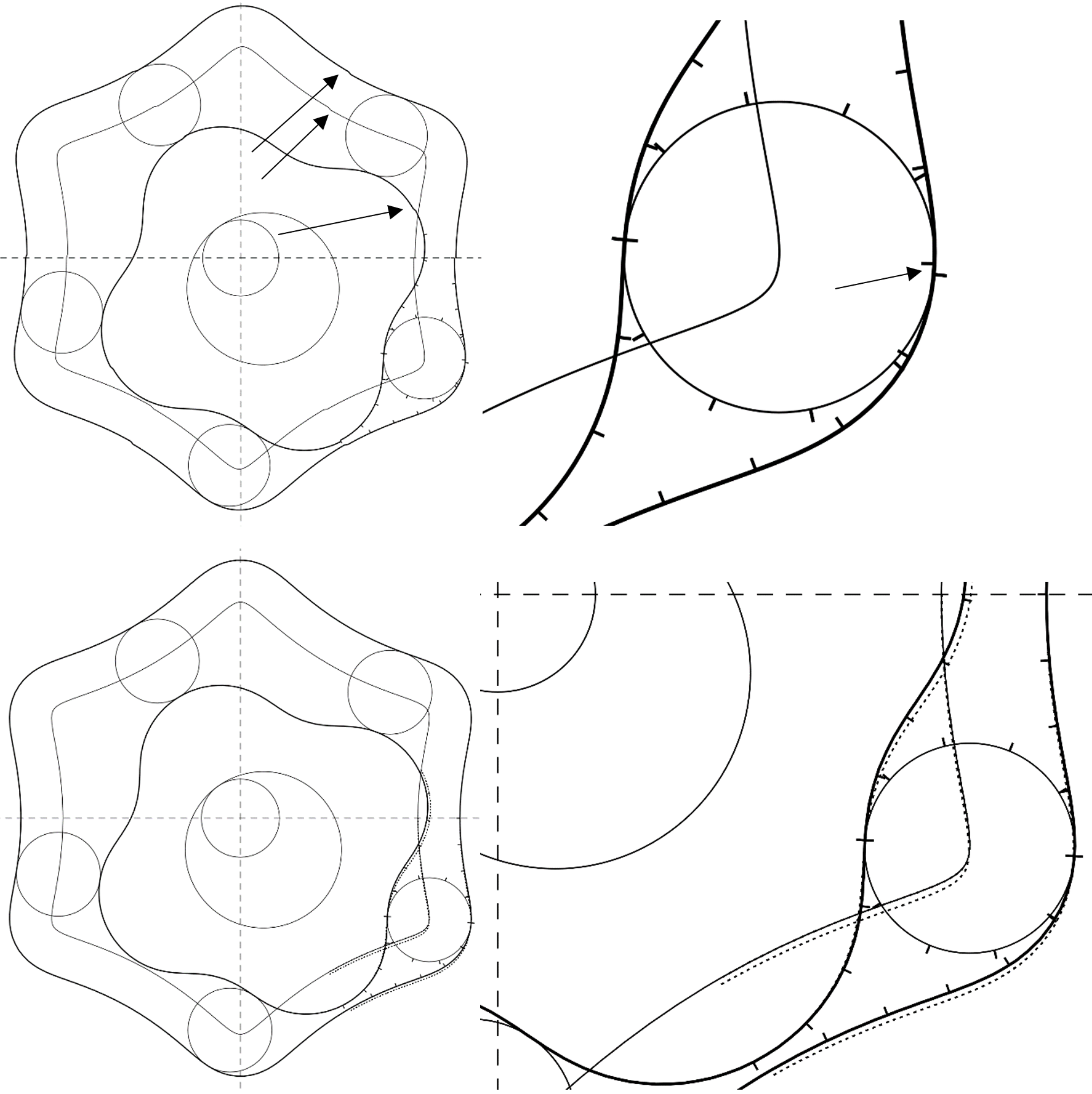 First pass (top) and second pass (bottom) compared.